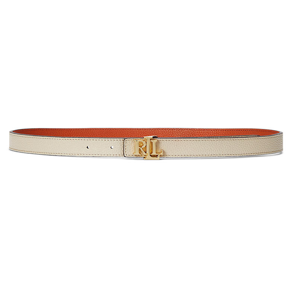 Lauren Ralph Lauren Logo Reversible Leather Skinny Belt